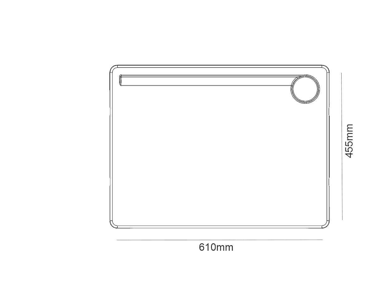 Desenho Técnico do Tampo Retangular c/ Porta Copo e Porta Lápis Integrado