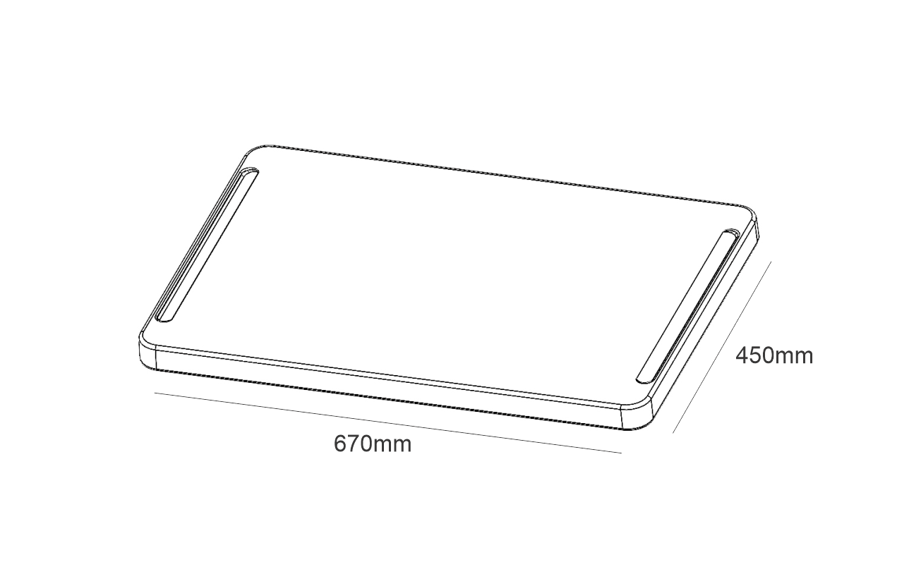 Desenho Técnico do Tampo Retangular C/2 Porta Lápis
