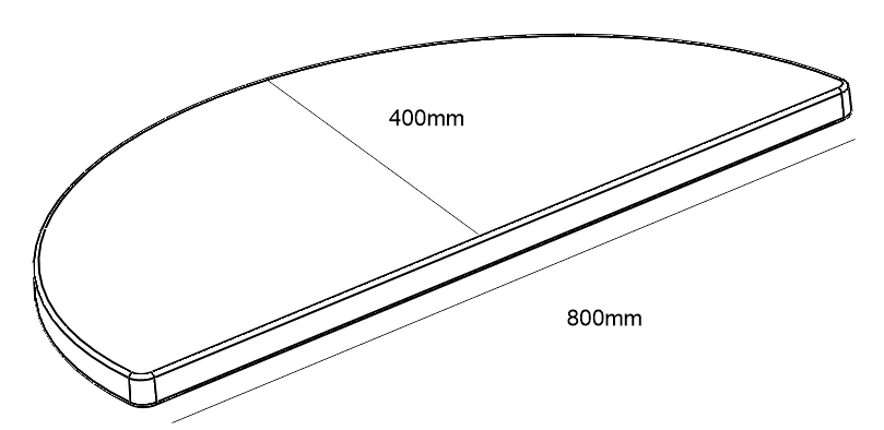 Desenho Técnico do Tampo Meia Lua